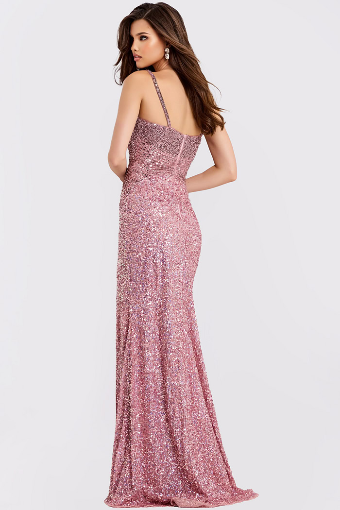 Sparkling blush pink evening gown