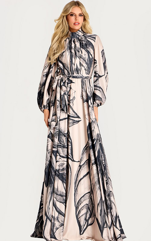 long sleeves print a line dress 49500