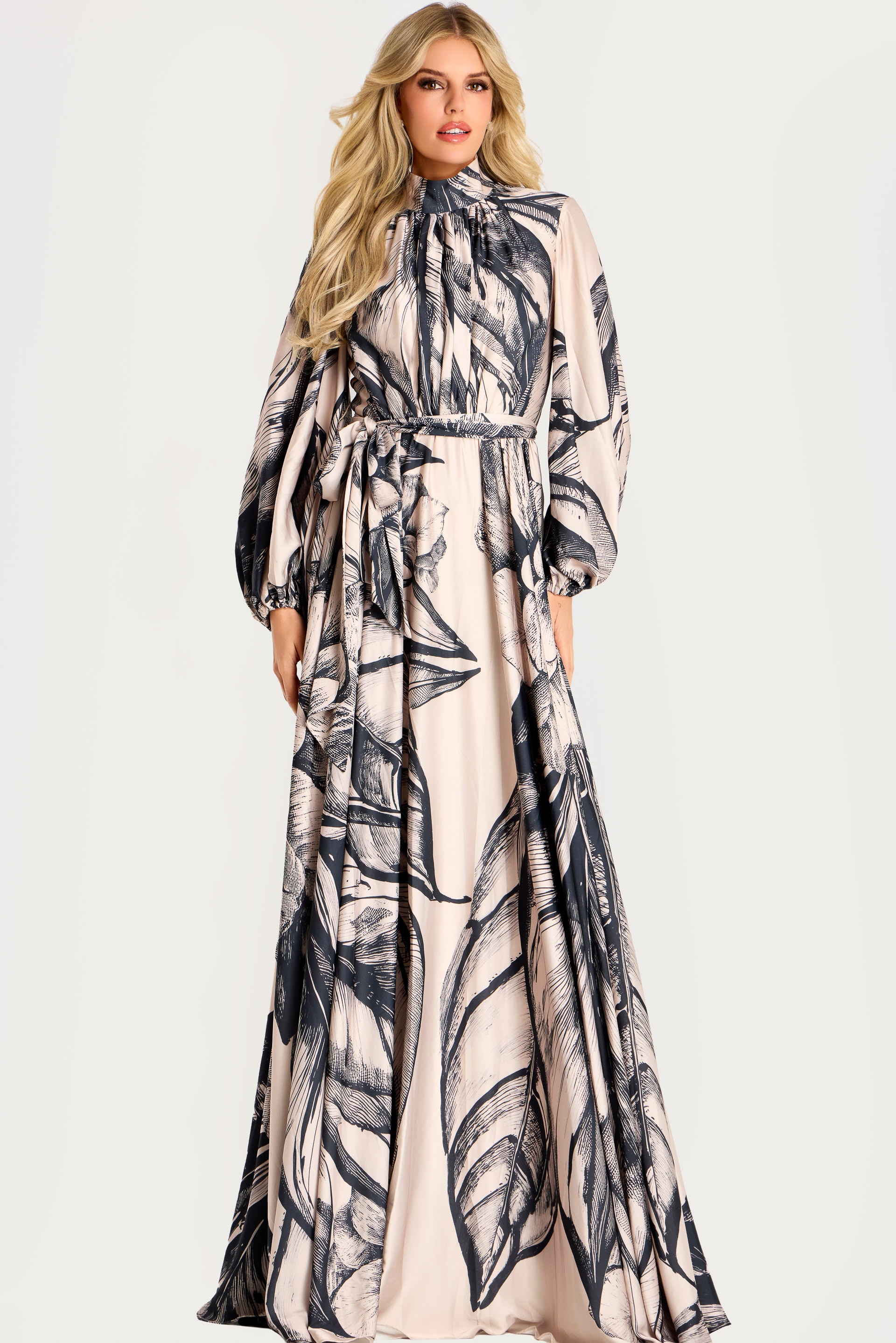 long sleeves print a line dress 49500