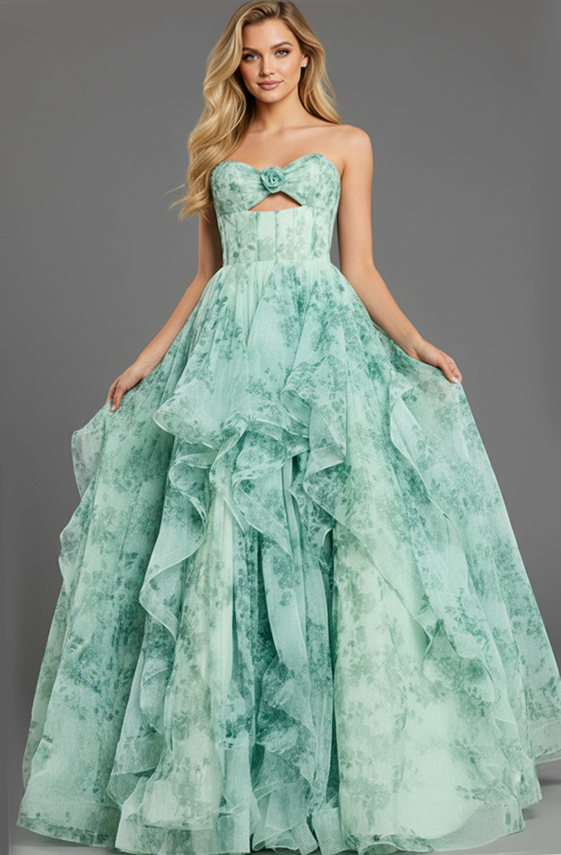 ruffled print dress 49777