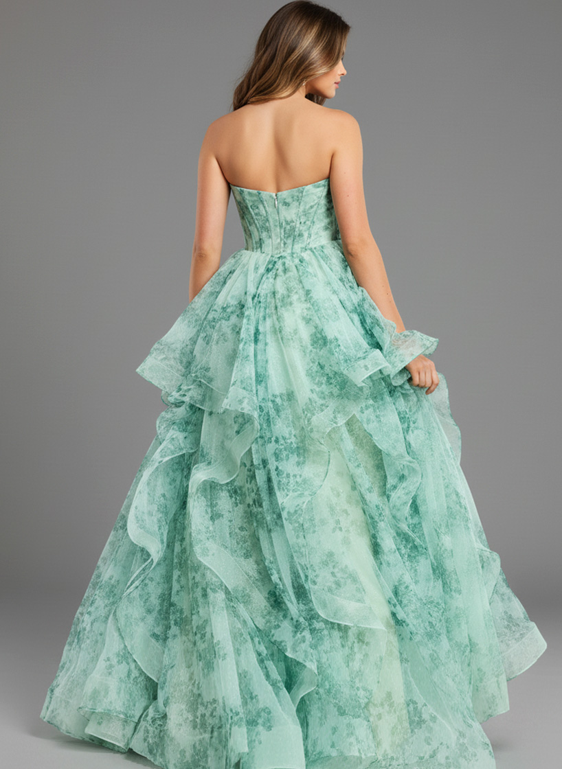 Tiered Ruffle Dress With Rose Accent