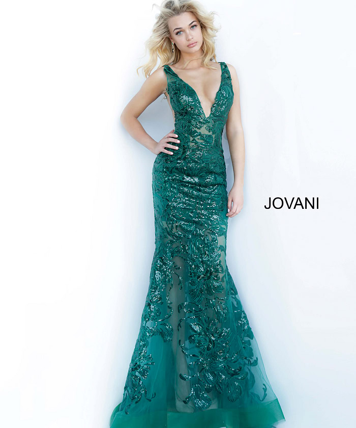 Model wearing Jovani 60283 Pink V Neck Sexy Prom Dress