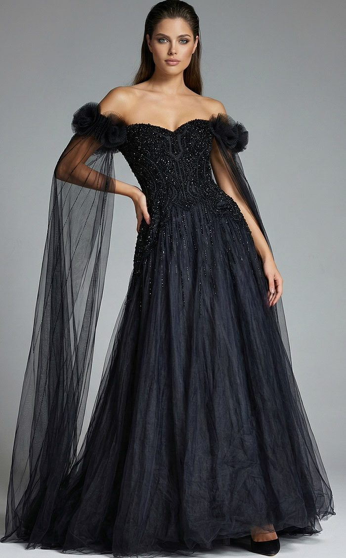 off the shoulder corset bodice embellished a line dress 61002