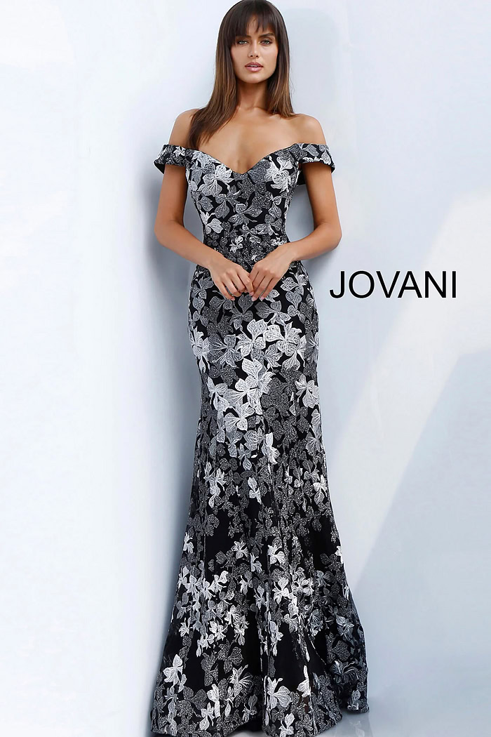 off the shoulder print dress 61380