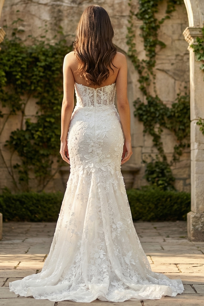 back of lace mermaid wedding dress JB02836