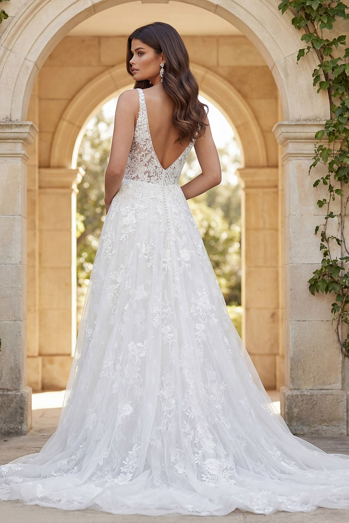 Jovani JB07147 Ivory Embellished Spaghetti Strap Bridal Ballgown