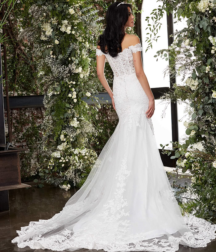 Back view of Jovani JB07161 ivory dress with lace details