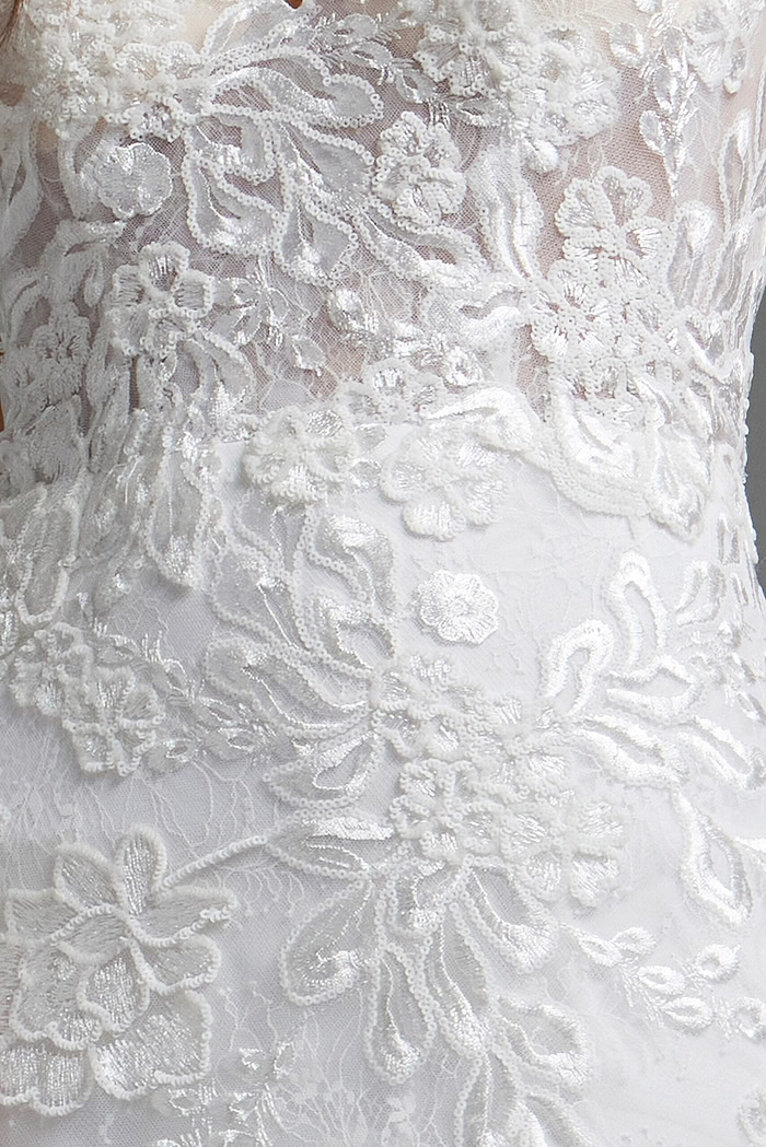 Off White Spaghetti Straps Floral Embroidered Dress JB37538