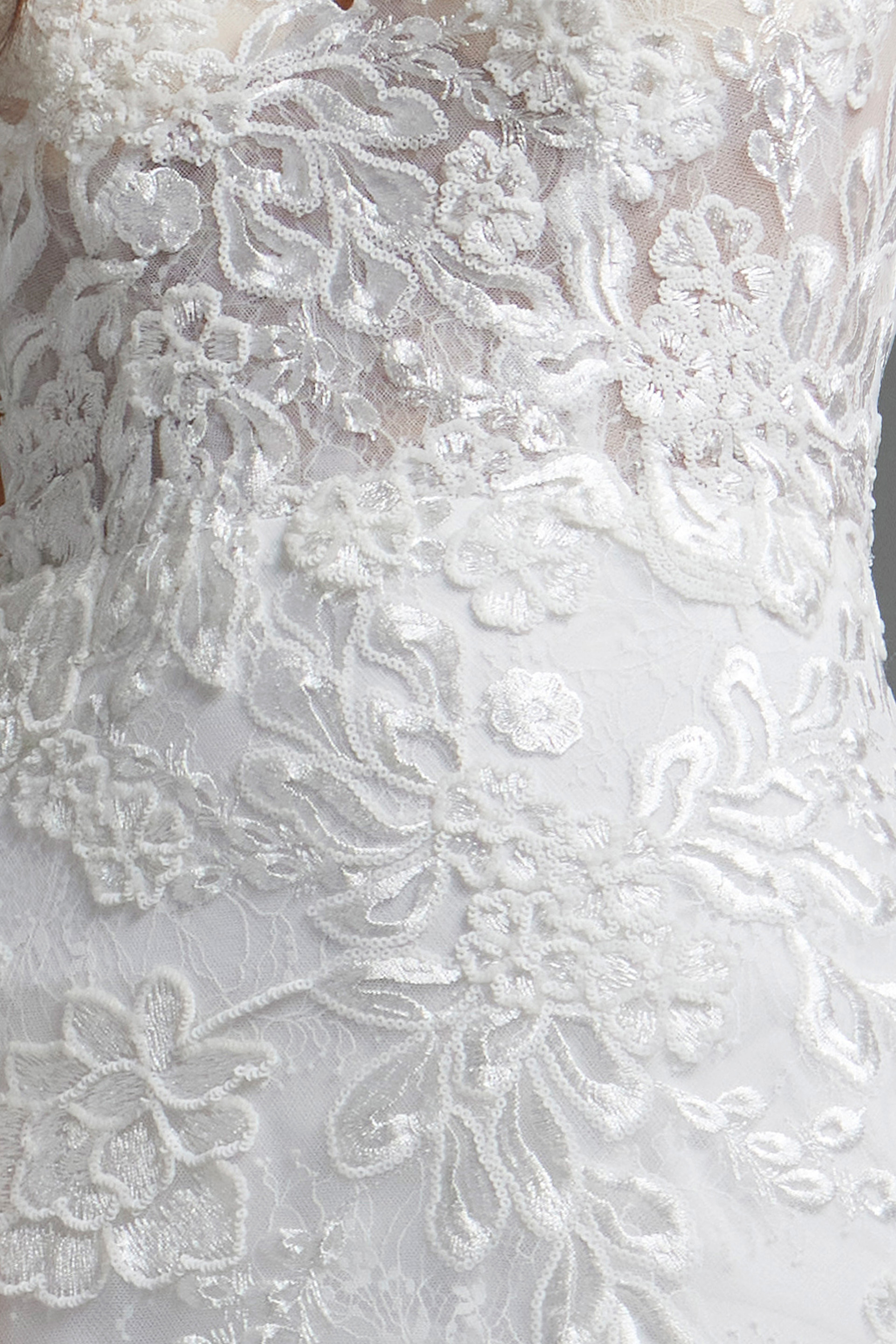 Off White Spaghetti Straps Floral Embroidered Dress JB37538 - Image 3