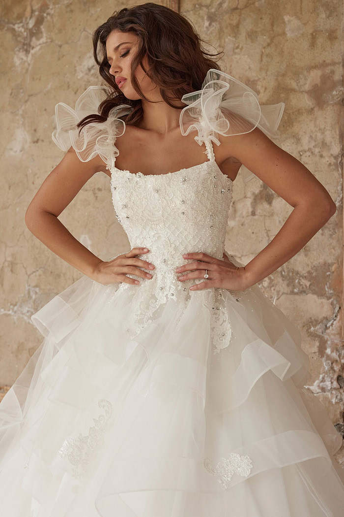 Embroidered bodice of JB37575 white gown