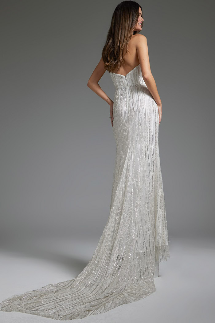 Back view of Jovani JB39260 gown with elegant train.