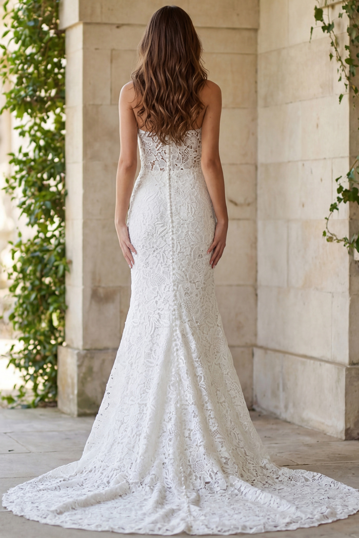 mermaid lace dress with back button JB39733