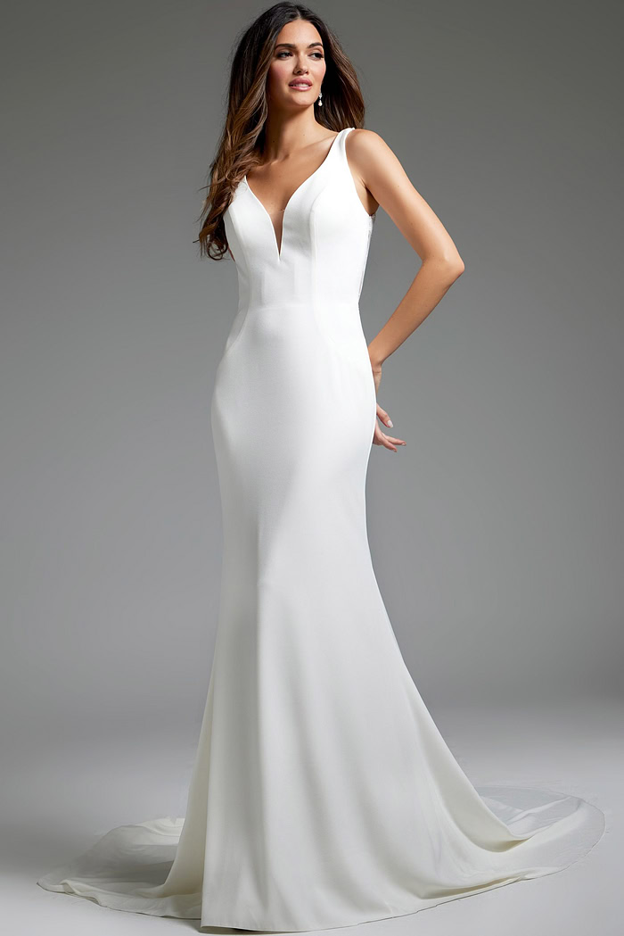V Neckline Sheath Wedding Dress JB4222