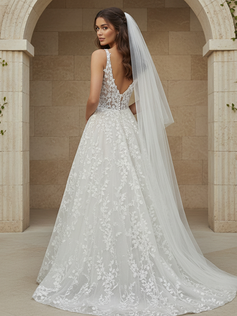 v back white ball gown JB42323