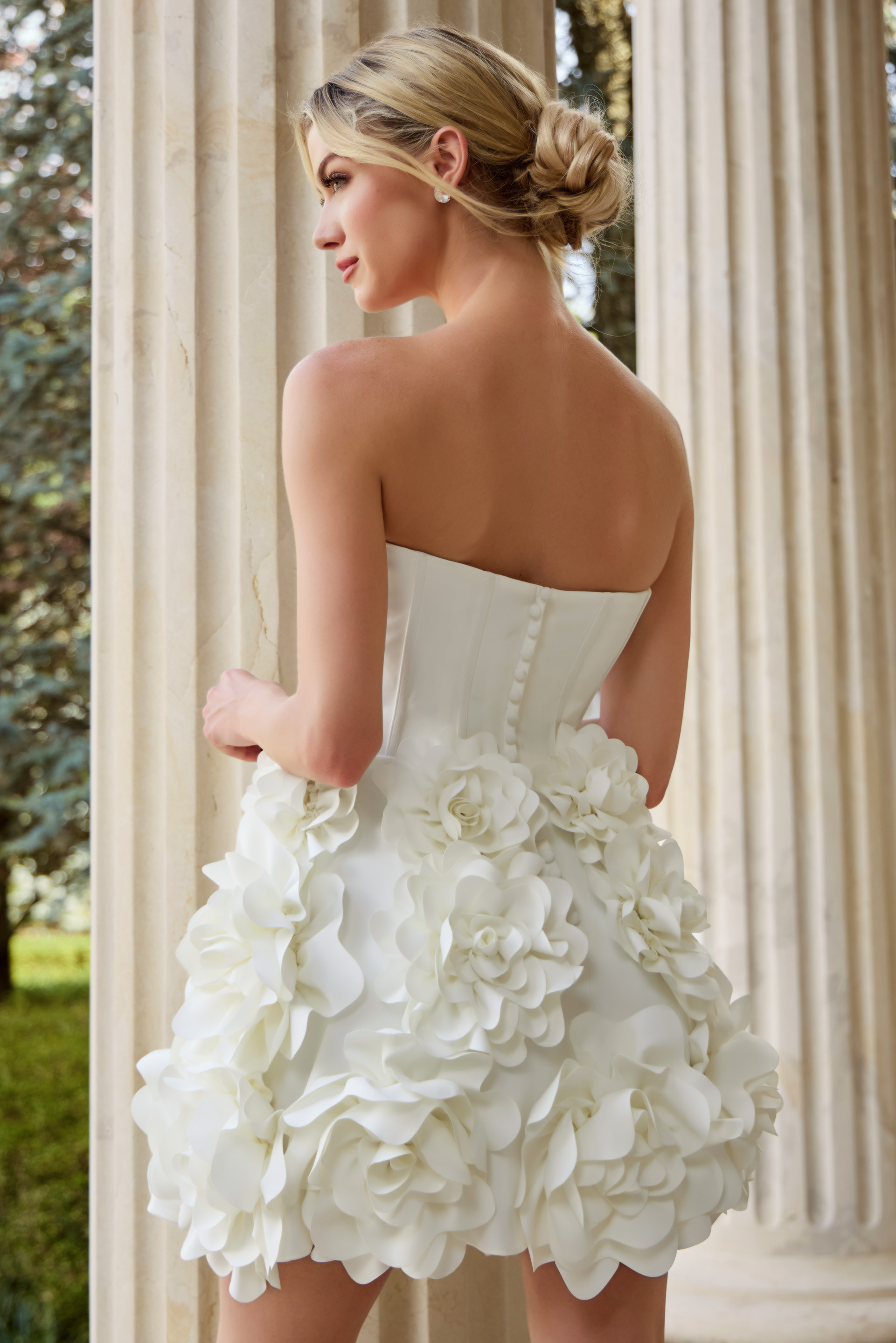 back of fit and flare ruffled dress JB44284