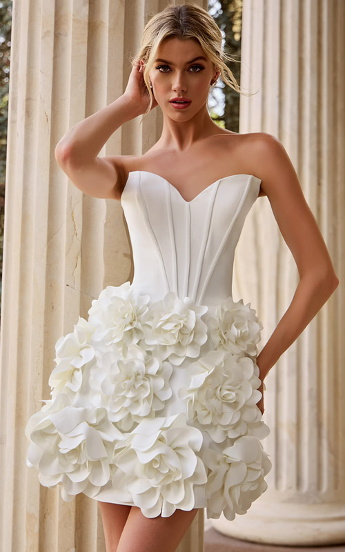 corset bodice ruffled detail short dress JB44284