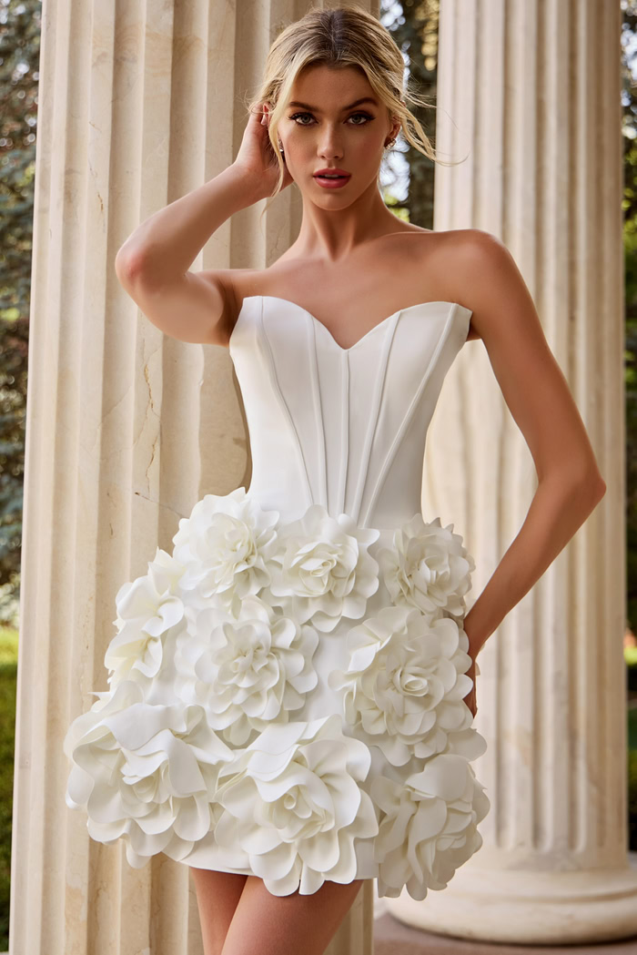 corset bodice ruffled detail short dress JB44284
