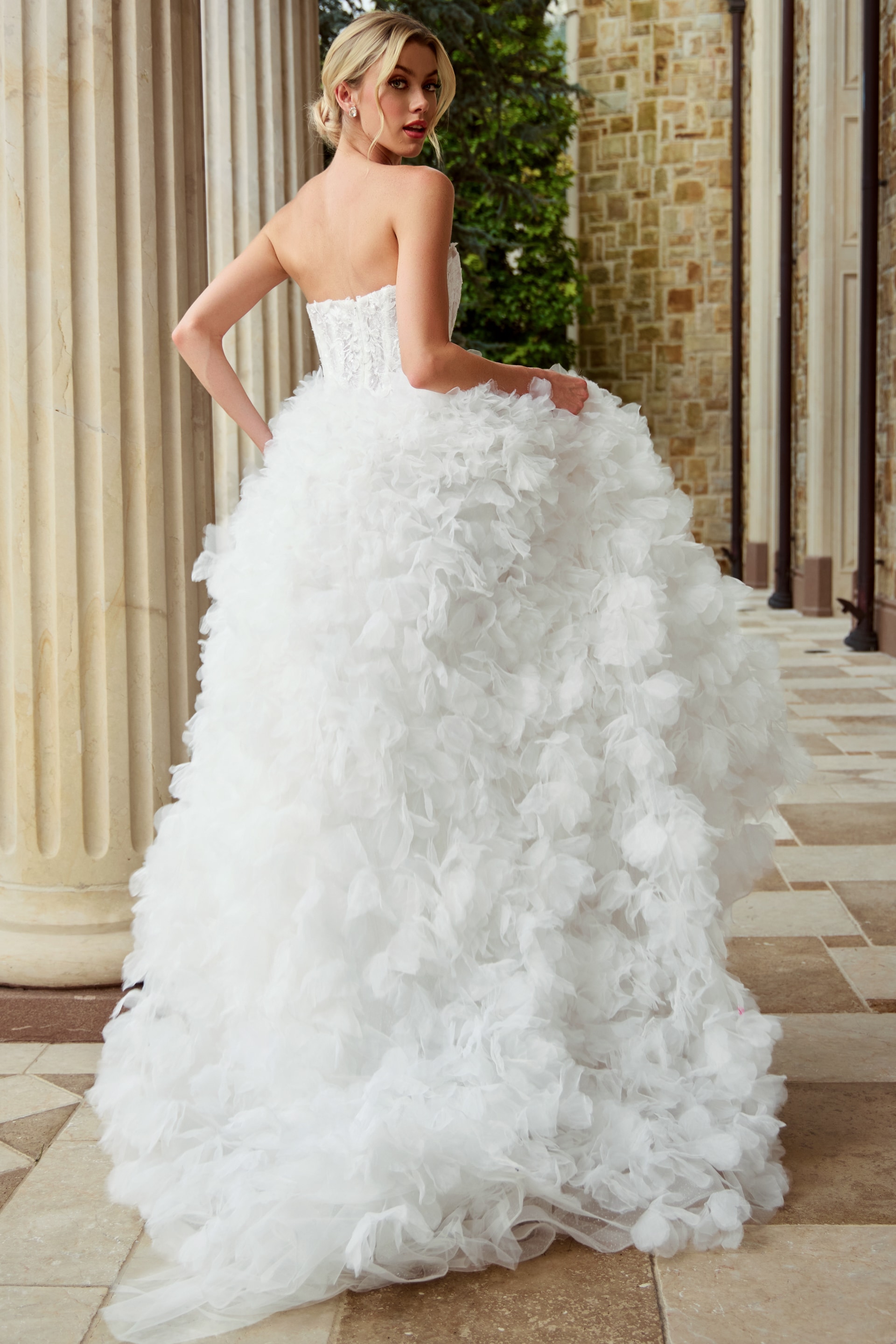 ruffled skirt long wedding dress JB44604