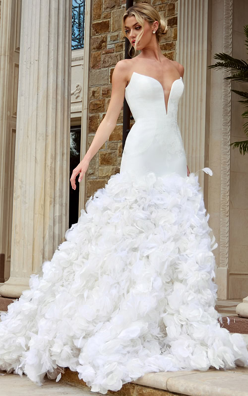v neckline mermaid strapless dress JB45121