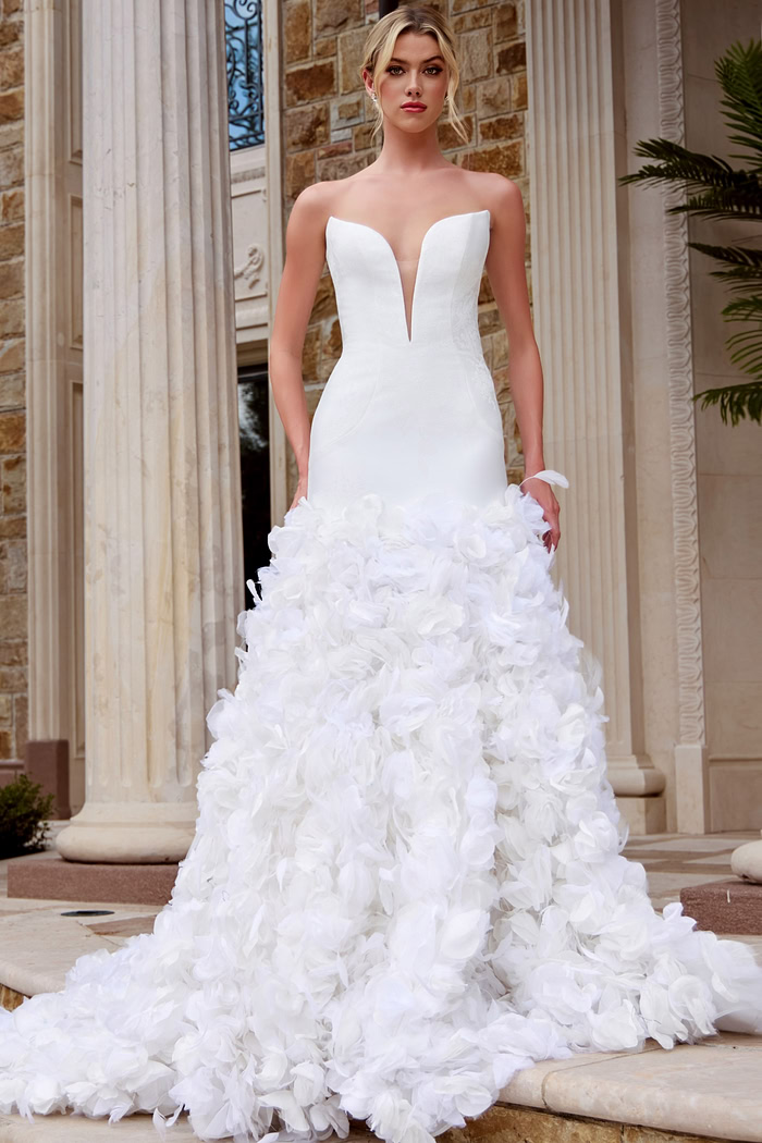 mermaid ruffled skirt strapless wedding dress JB45121