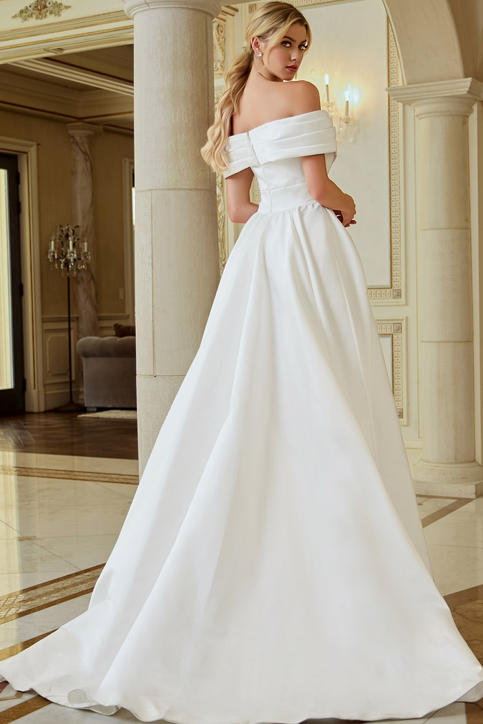 fit and flare long off the shoulder wedding dress JB45169