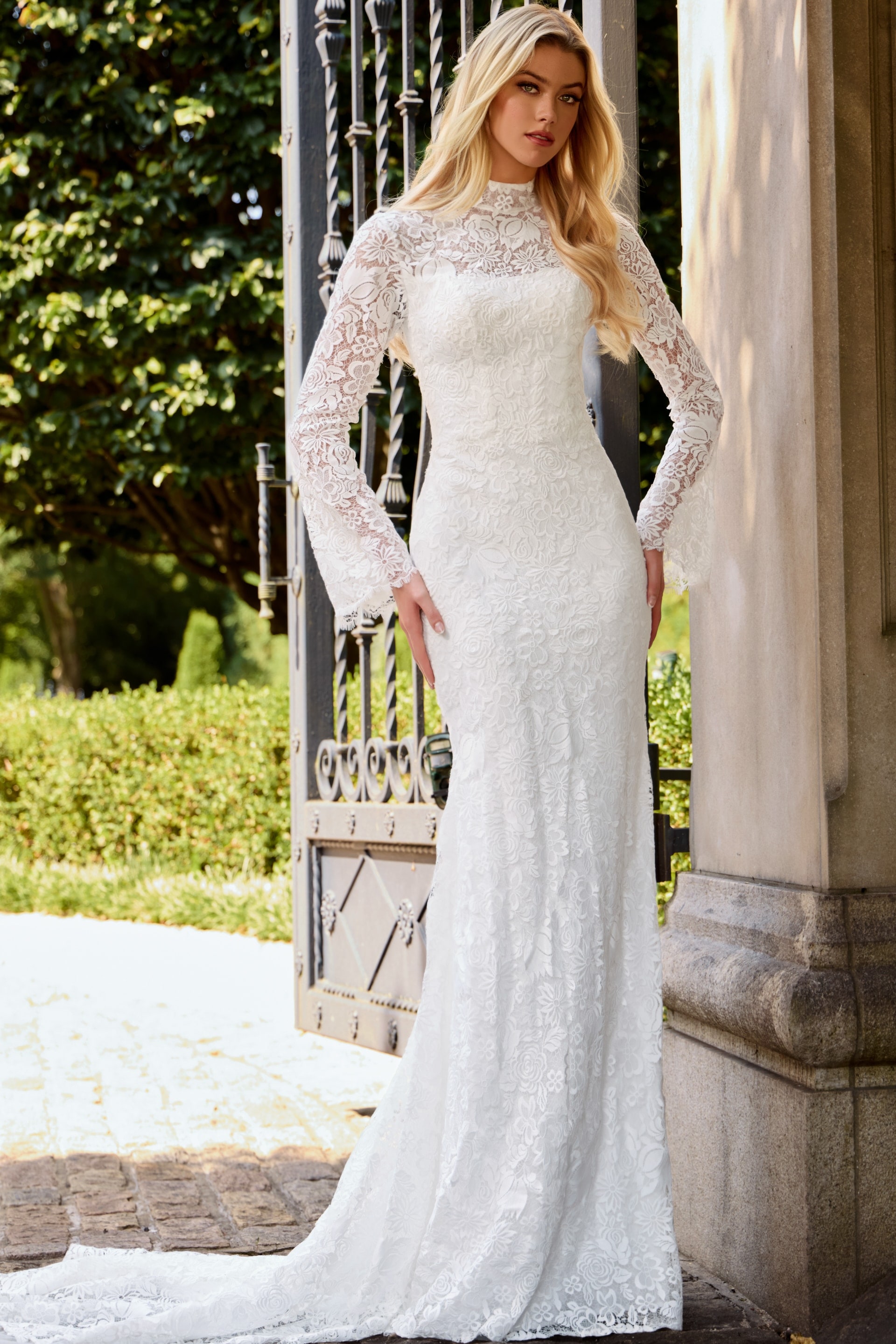 lace high neck fitted dress JB45767