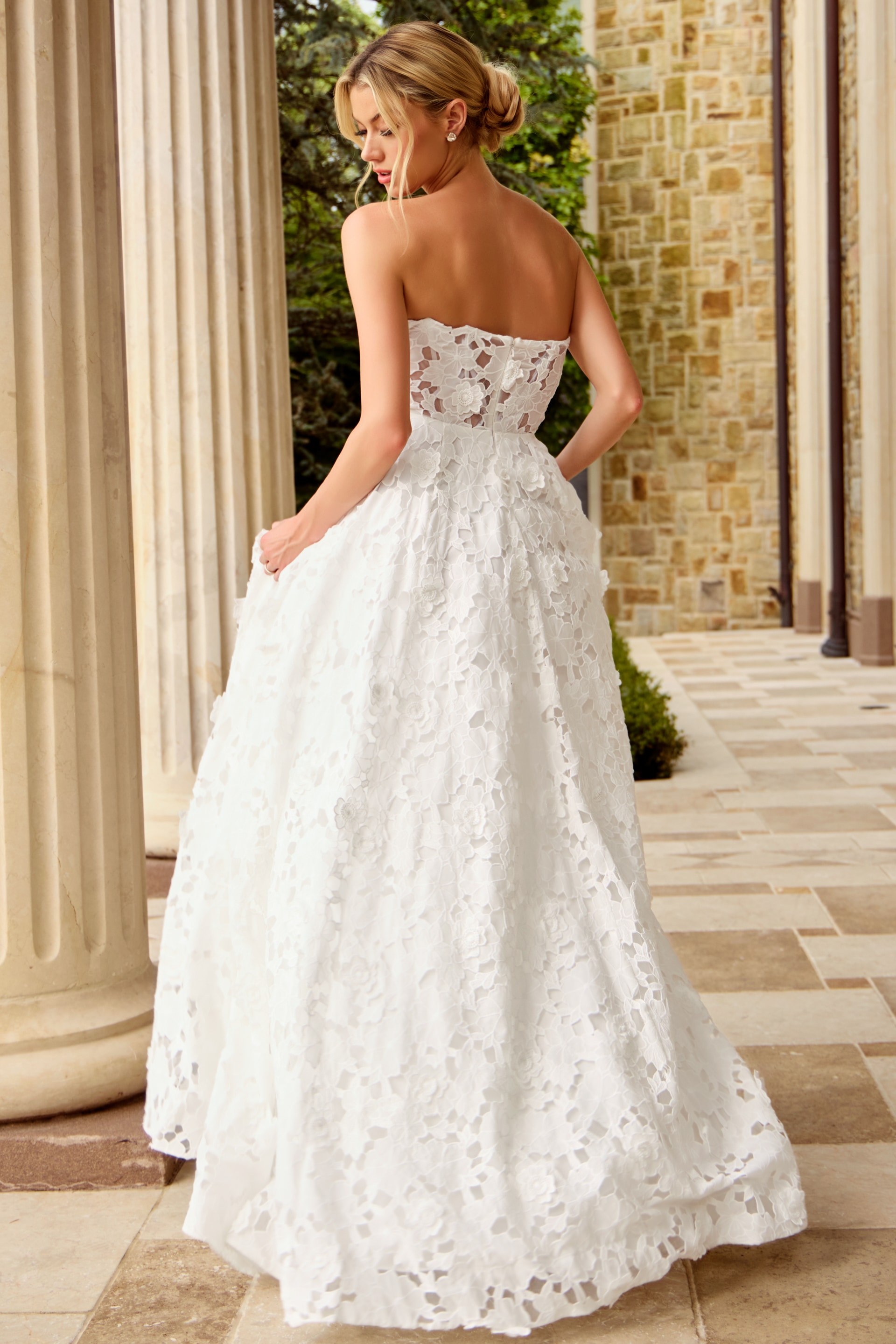 strapless corset bodice long dress JB45912