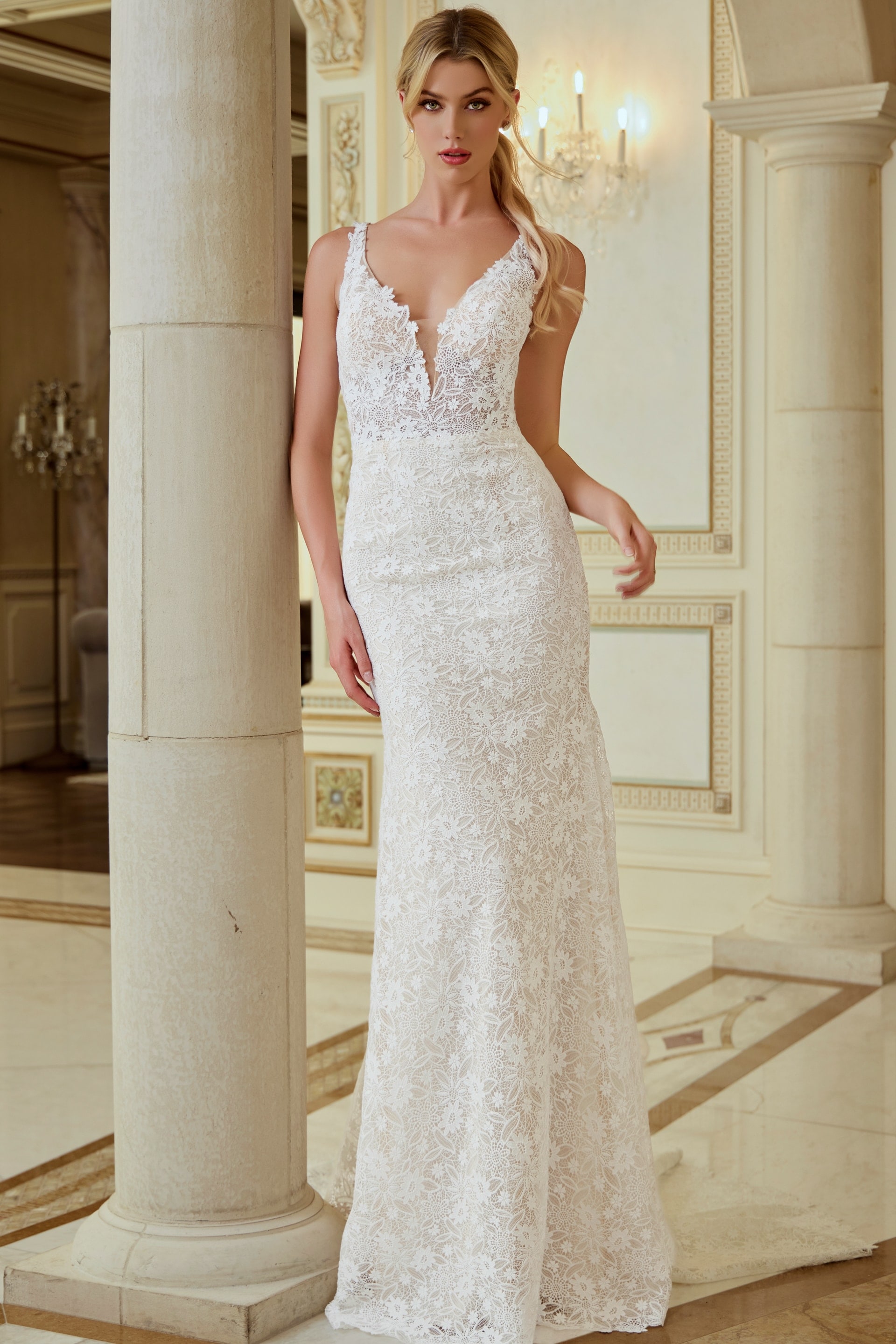 off white fitted dress JB47331