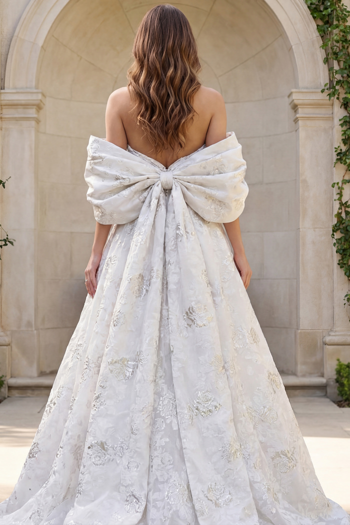 back of bow detail wedding dress JB47701