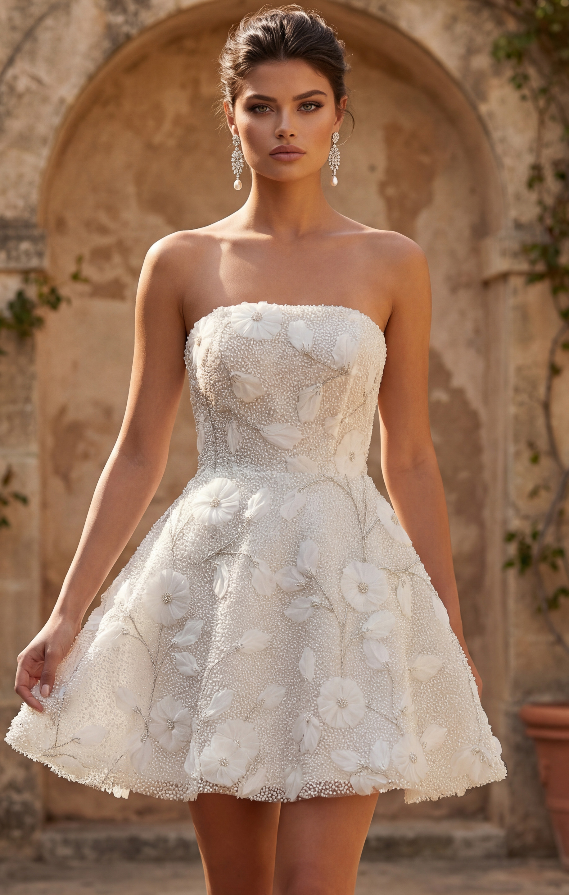 Strapless Floral Embellished Mini Dress JB49687 - Image 6
