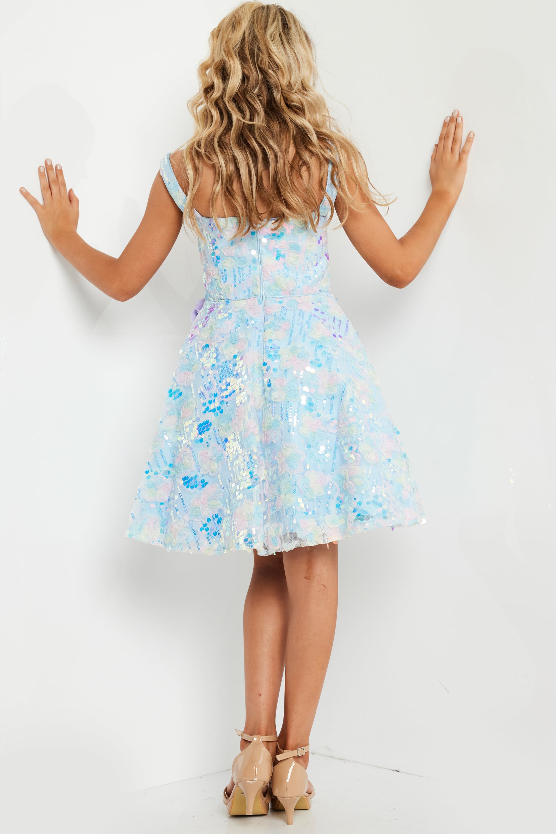Back view of model in Jovani K23956 dress.