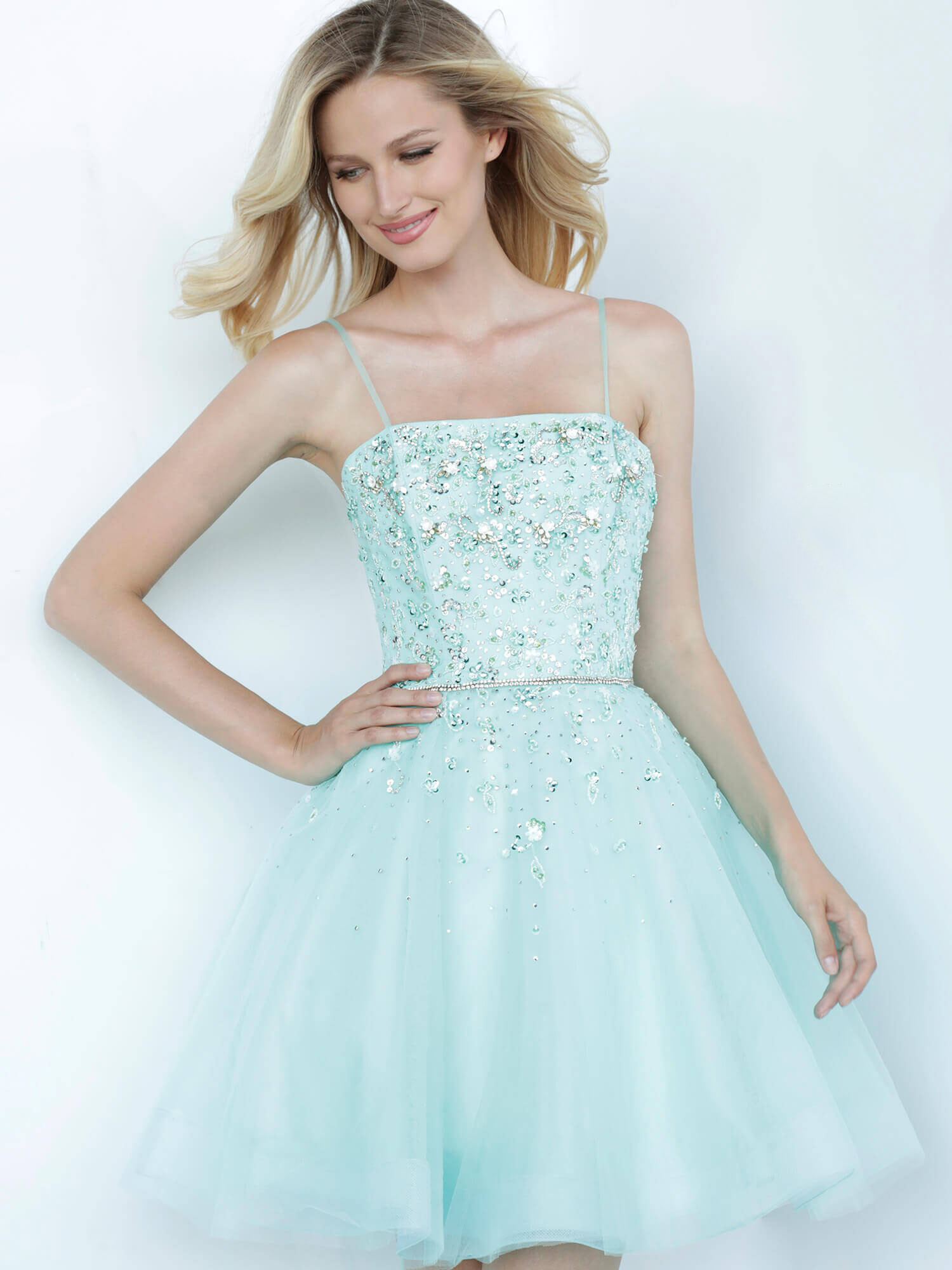 strapless green dress K3641