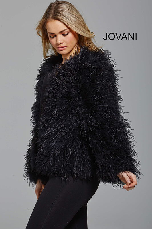 Black Ostrich Feather Ready to Wear Jacket M63366