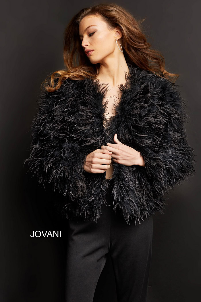 Black Ostrich Feather Ready to Wear Jacket M63366