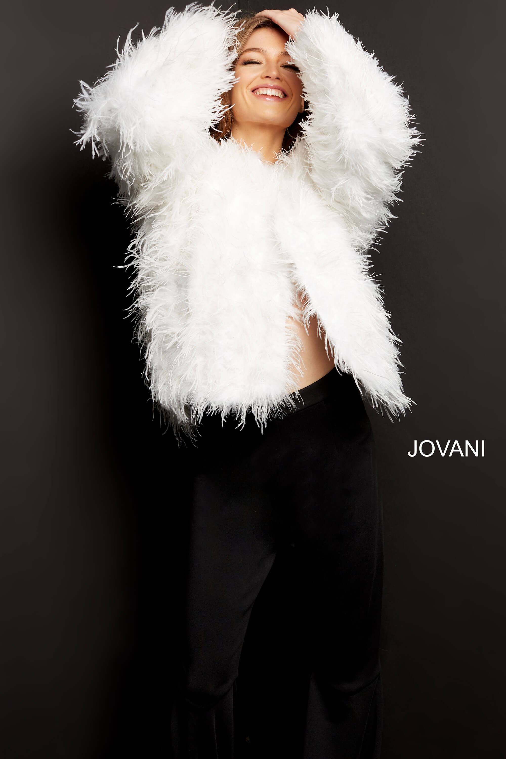 Black Ostrich Feather Ready to Wear Jacket M63366