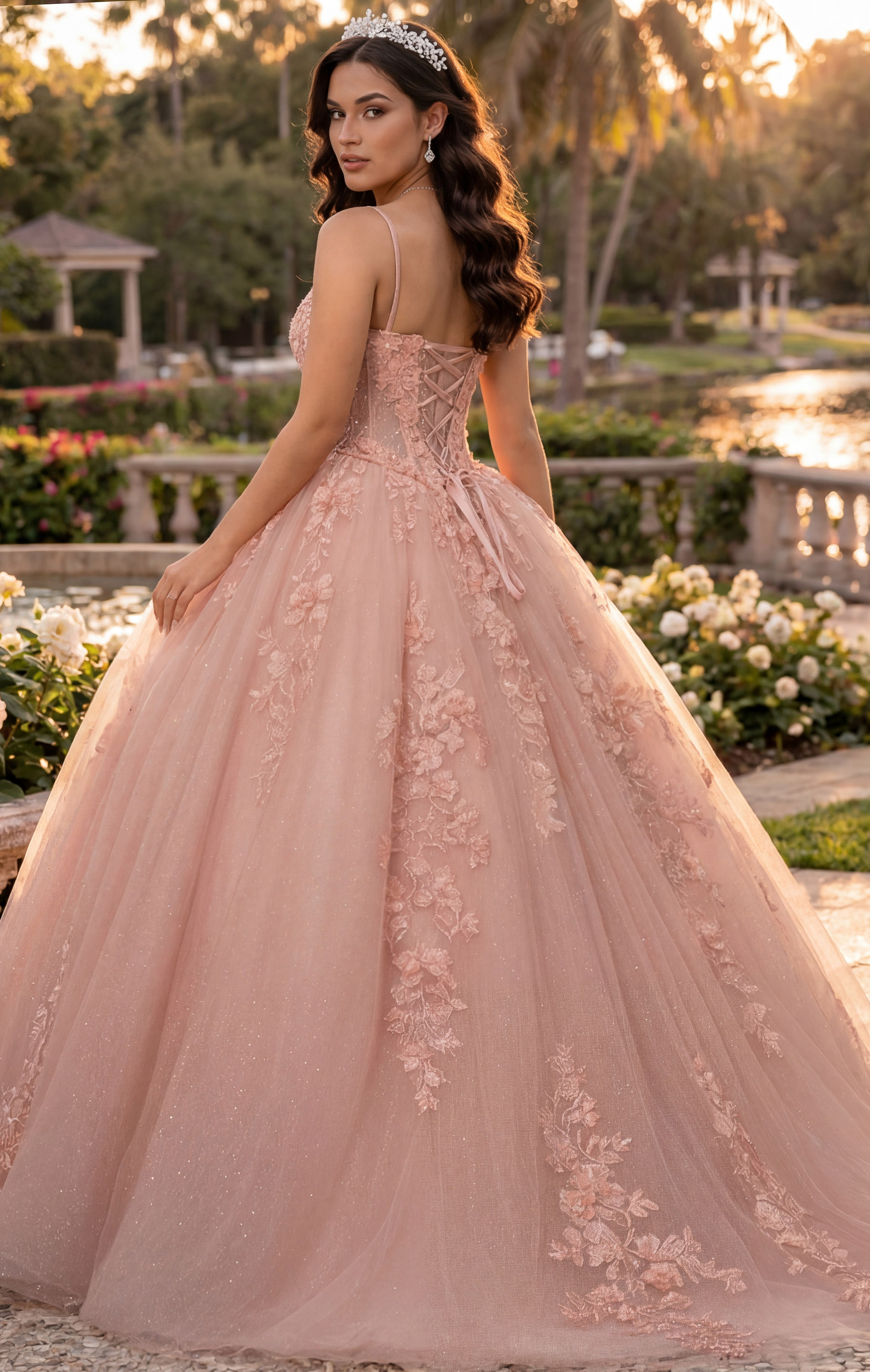 Blush lace ball gown