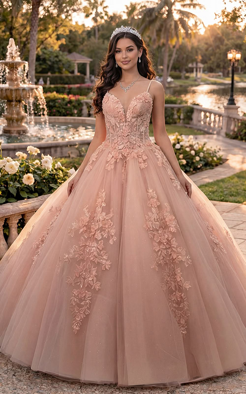 Lace-up back blush gown