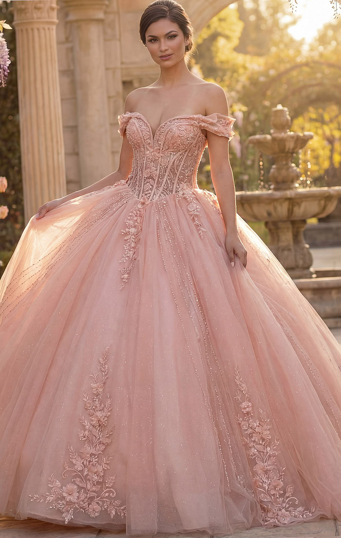 Pink corset tulle ball gown