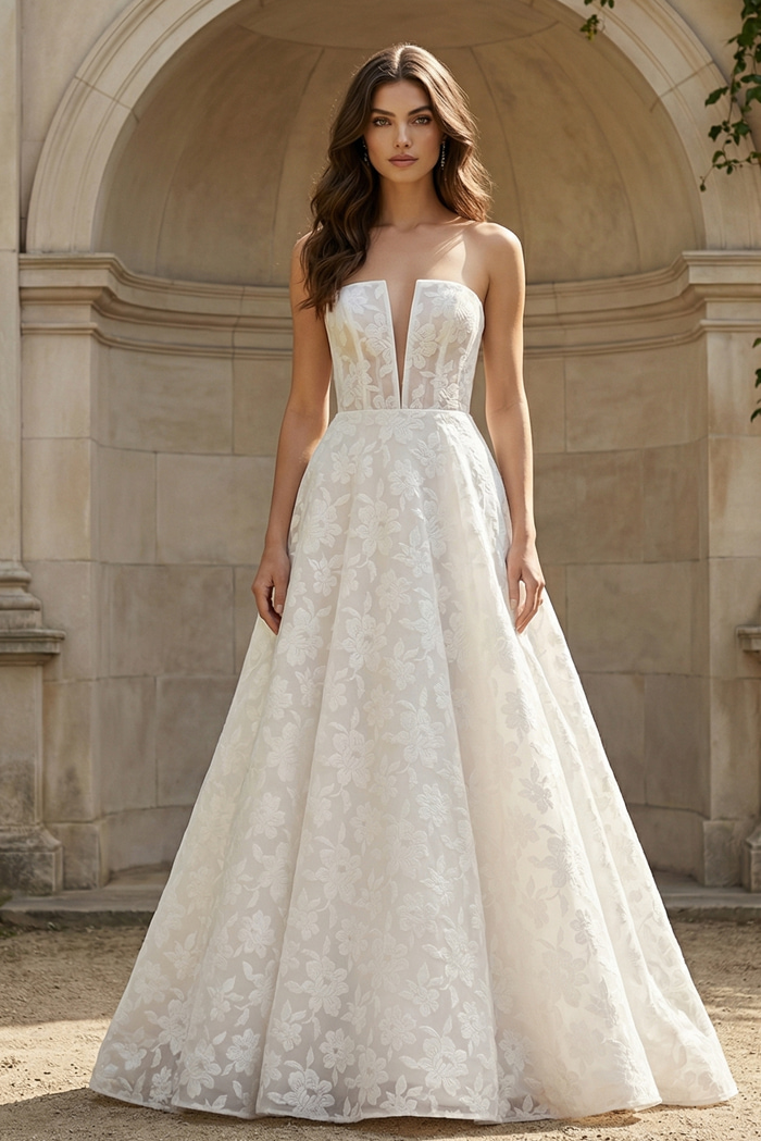 plunging neckline lace ball gown jb45911