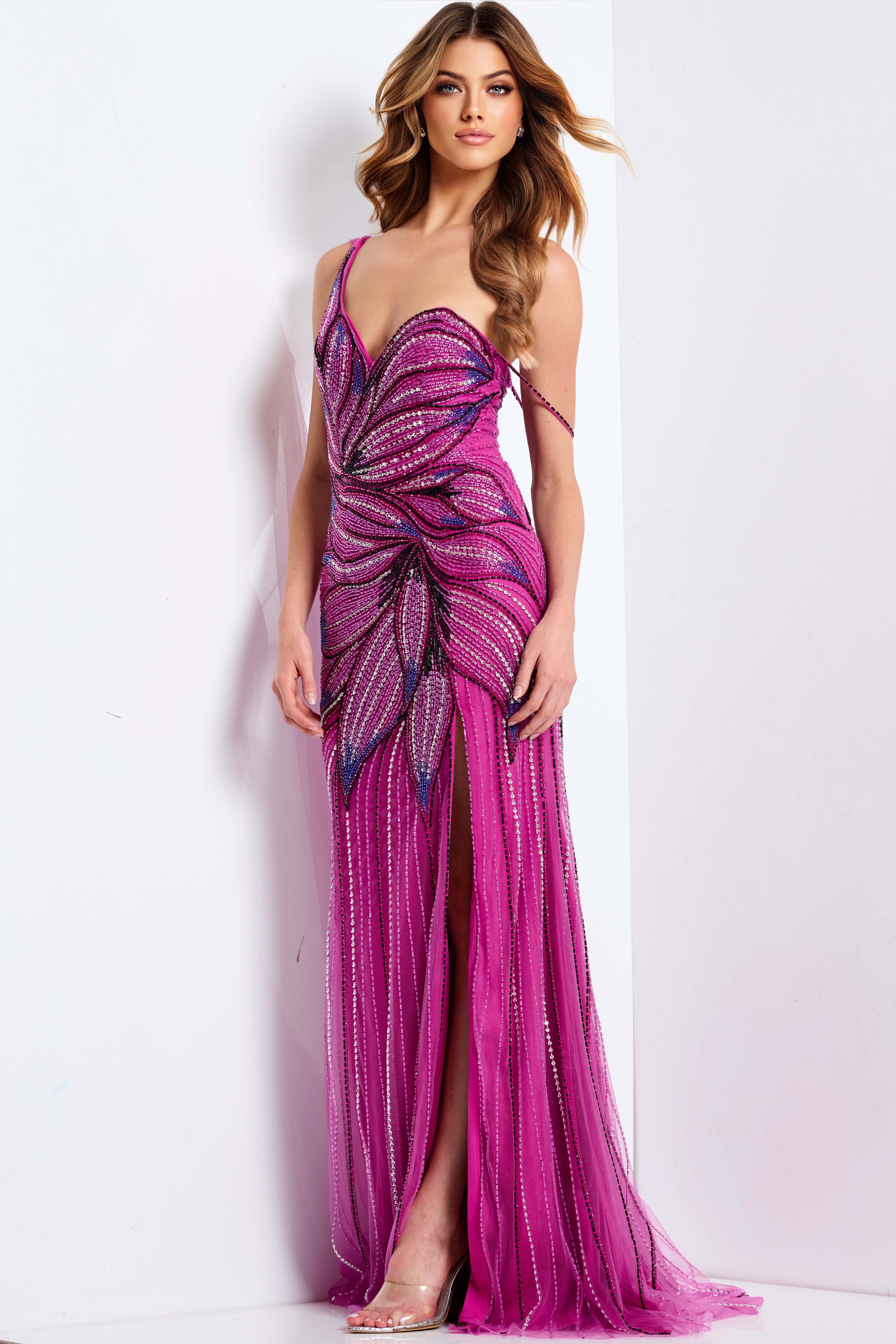 one shoulder beaded dress 45876