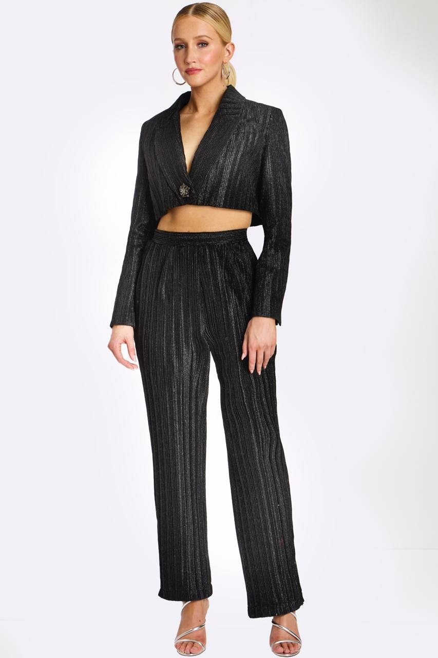 Cropped Glitter Pinstripe Pantsuit 46333 - Image 1