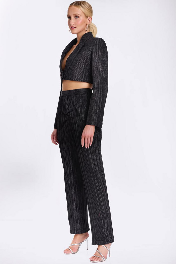 Cropped Glitter Pinstripe Pantsuit 46333