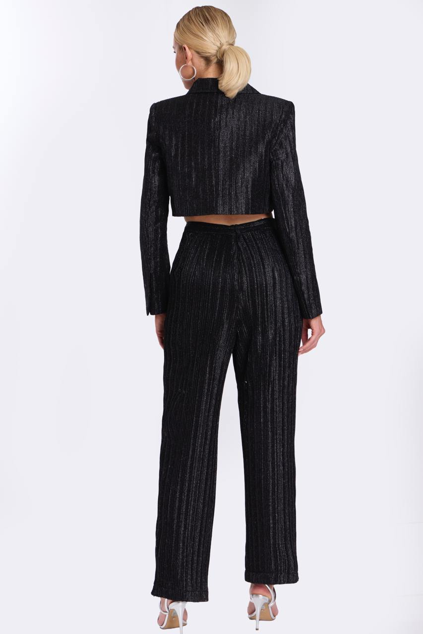 Cropped Glitter Pinstripe Pantsuit 46333 - Image 2